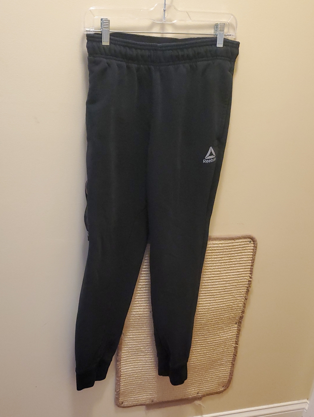 Reebok Black Jogger Sweatpants with White Logo - Kids